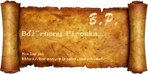 Bársony Piroska névjegykártya